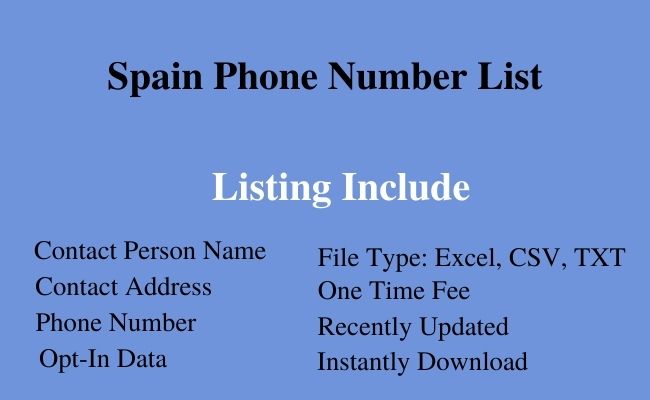 Spain phone number list