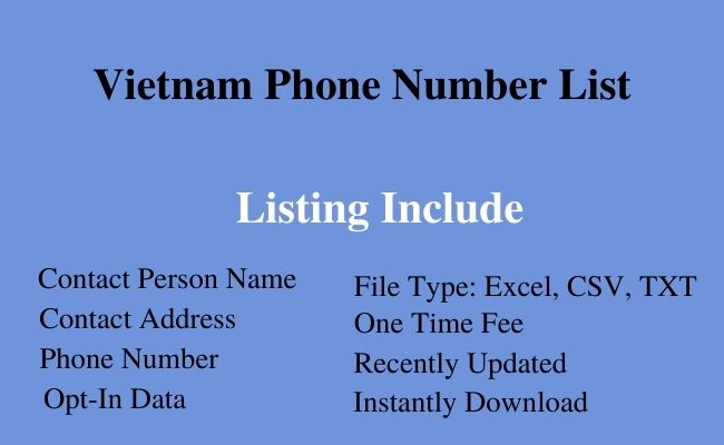 Vietnam phone number list
